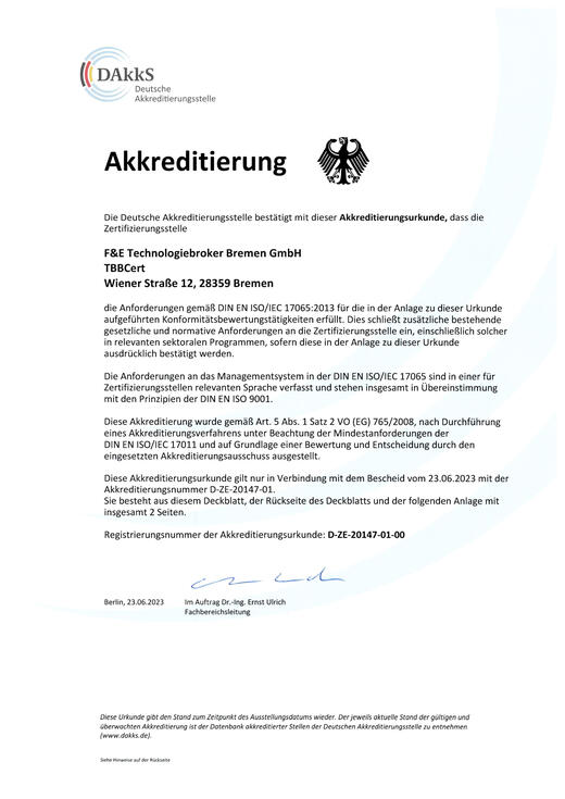 Akkreditierungsurkunde