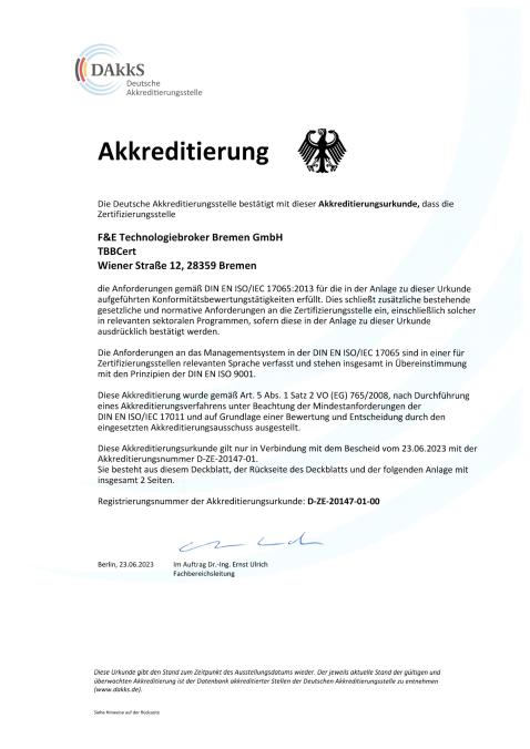 Akkreditierungsurkunde